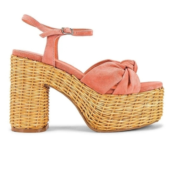 Jeffrey Campbell Tea Party Blush Suede Wicker Platform Sandals - Picture 2 of 11